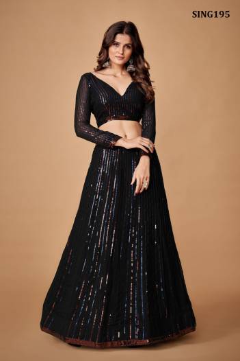 D.NO. SING195 BY ARYA GEORGETTE LEHENGA CHOLI WHOLESALER IN INDIA